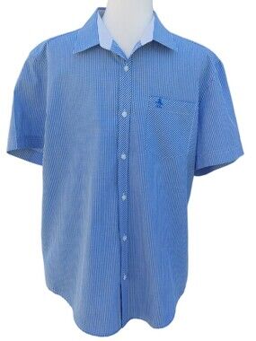Original Penguin Heritage Slim Fit Blue Check Button-Down Men's Shirt Large